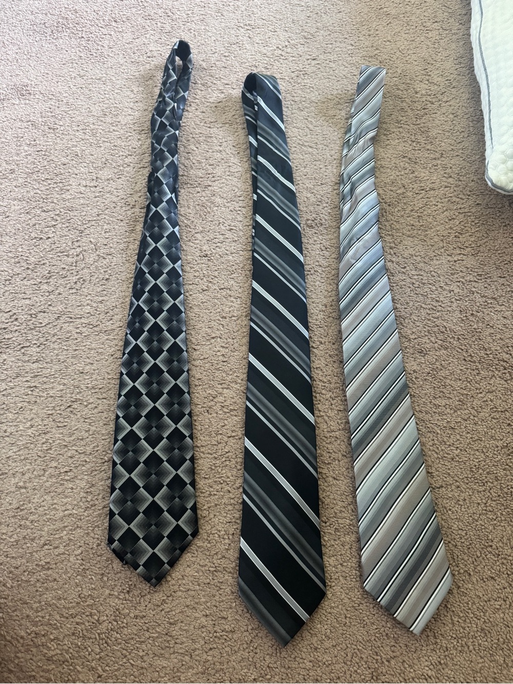Set of Three Men's Black and Gray Patterned Neckties